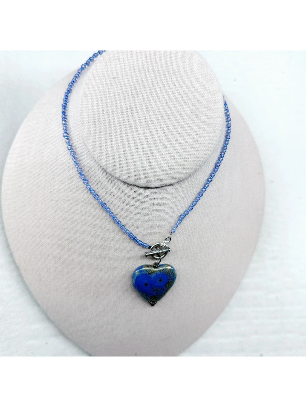 5340mc. Periwinkle Ceramic Heart Necklace